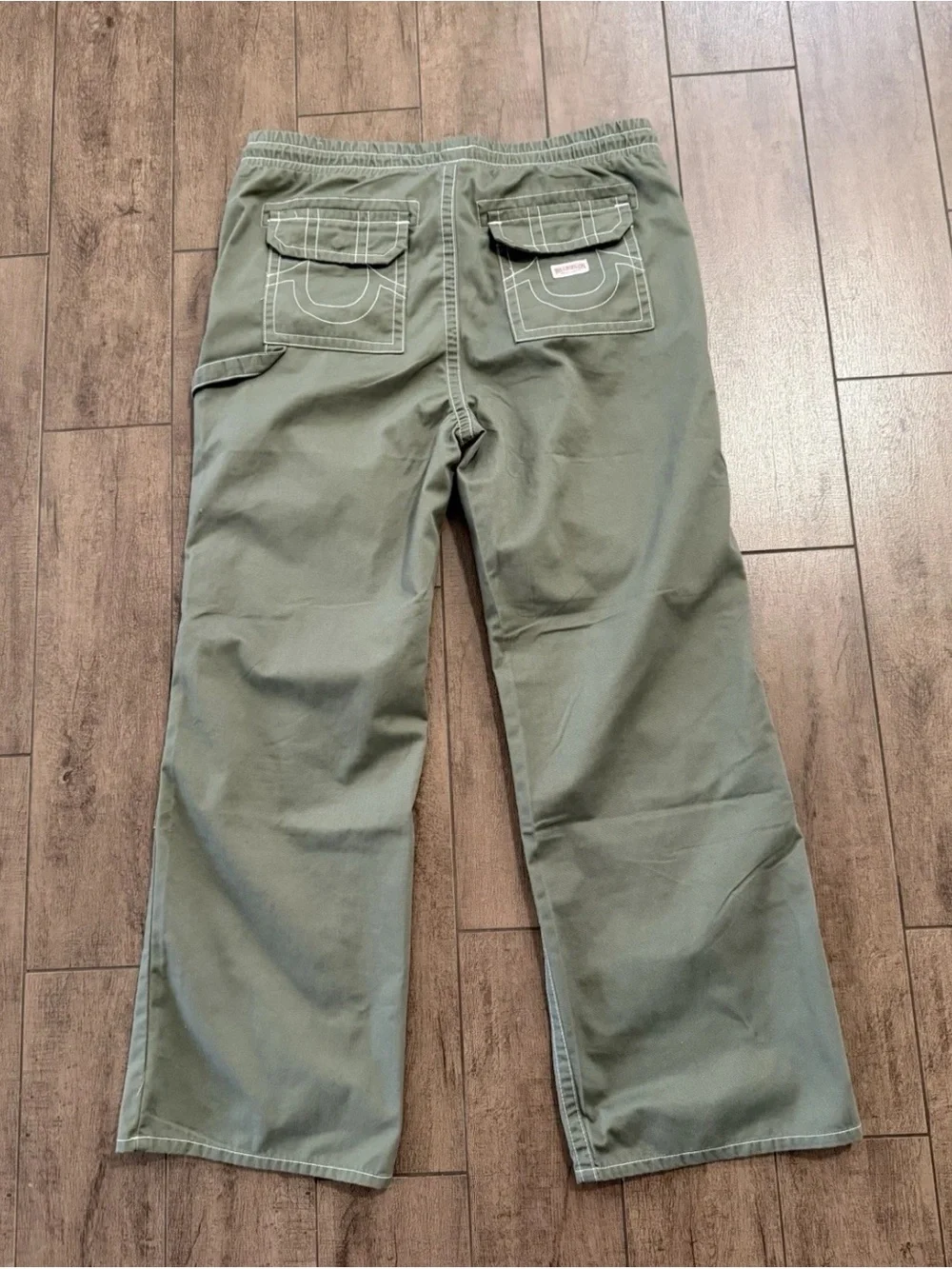 True Religion Twill Carpenter SN Vinny Pant Kalamata Olive 701031 Sz 36X32